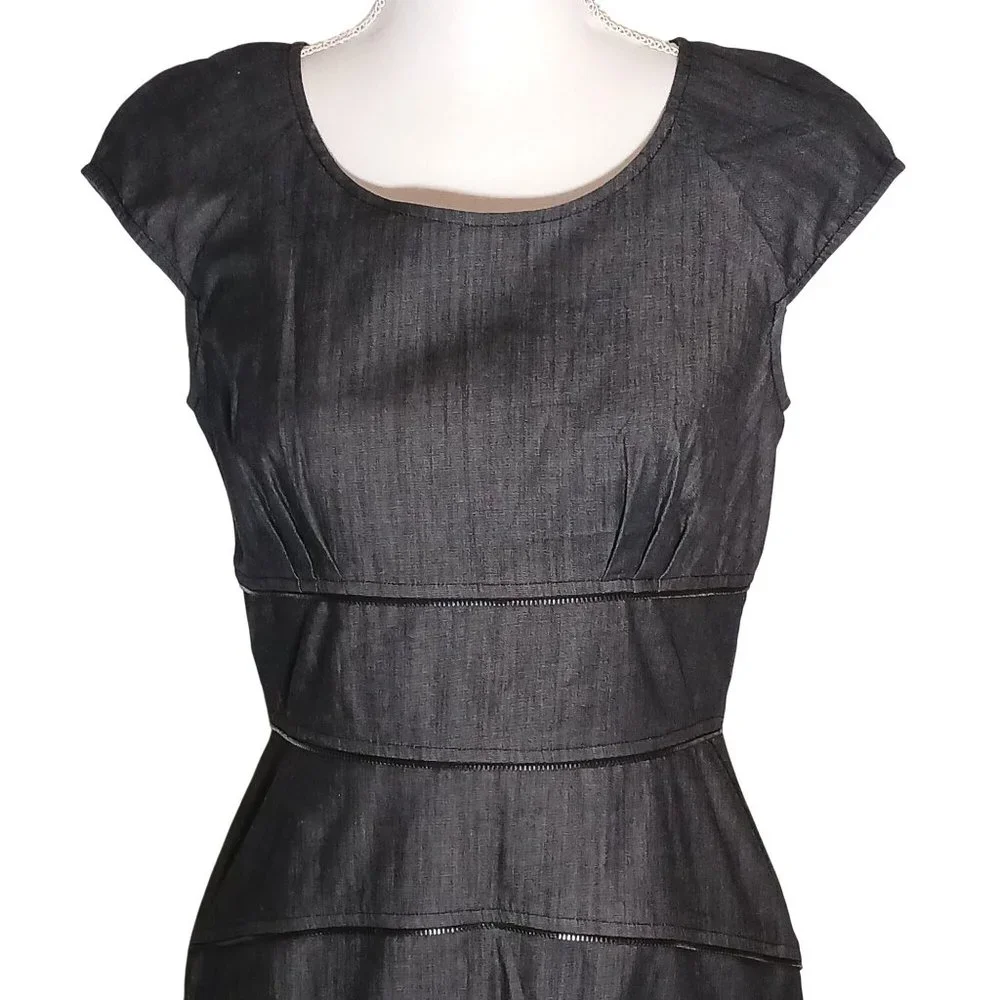 Calvin Klein Charcoal Grey Cotton Sheath Dress in Charcoal Grey Size‎ 6